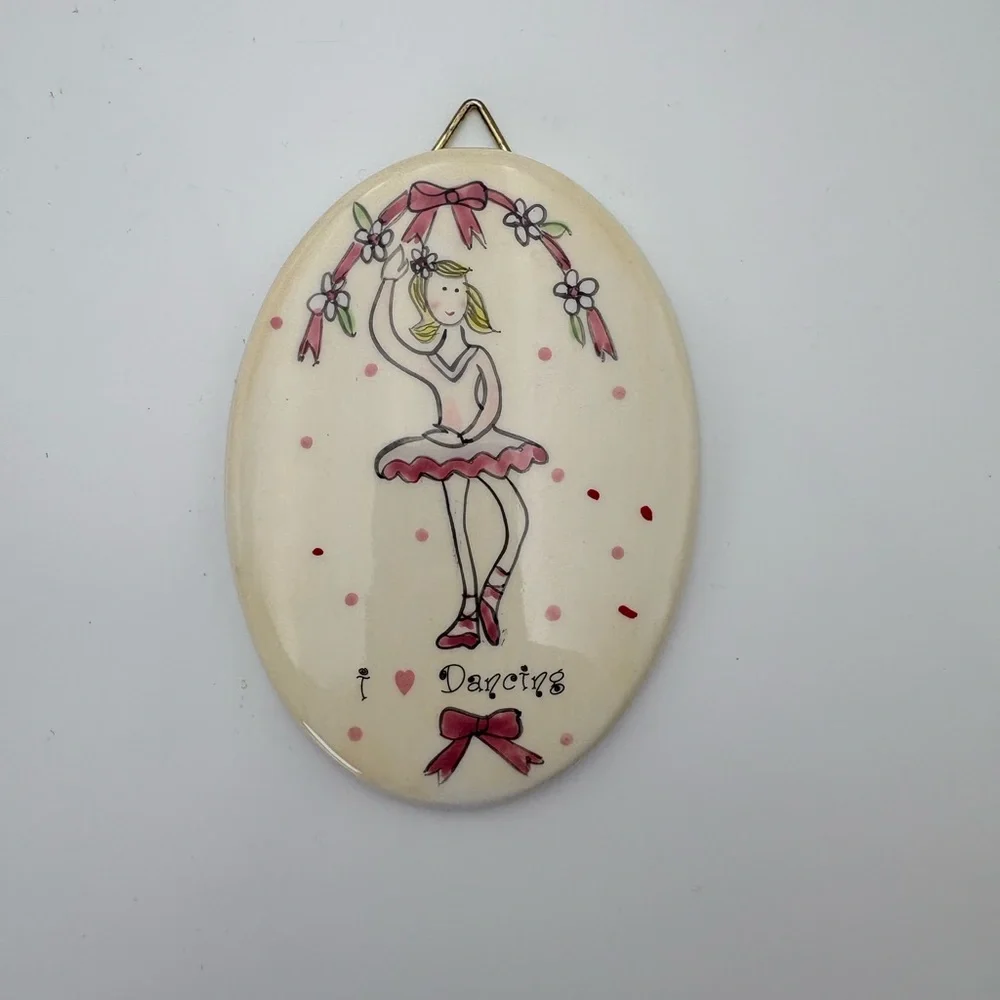 Vintage Ballet Dancer “I 🩷 Dancing” Ceramic Wall Plaque